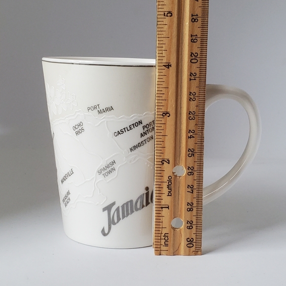Jamaica Map White, Iridescent Cream & Silver Ceramic Coffee Mug Cup Dr Bird 4" - Picture 8 of 8